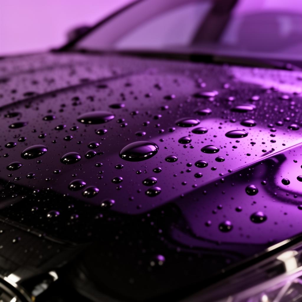 Water beading on a ceramic-coated black car