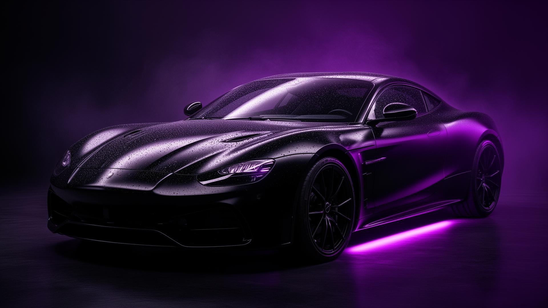 Luxury black car with ceramic coating